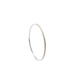 Designer Womens 14K White Gold Diamond Milgrain Bangle 2.5" 6.9g